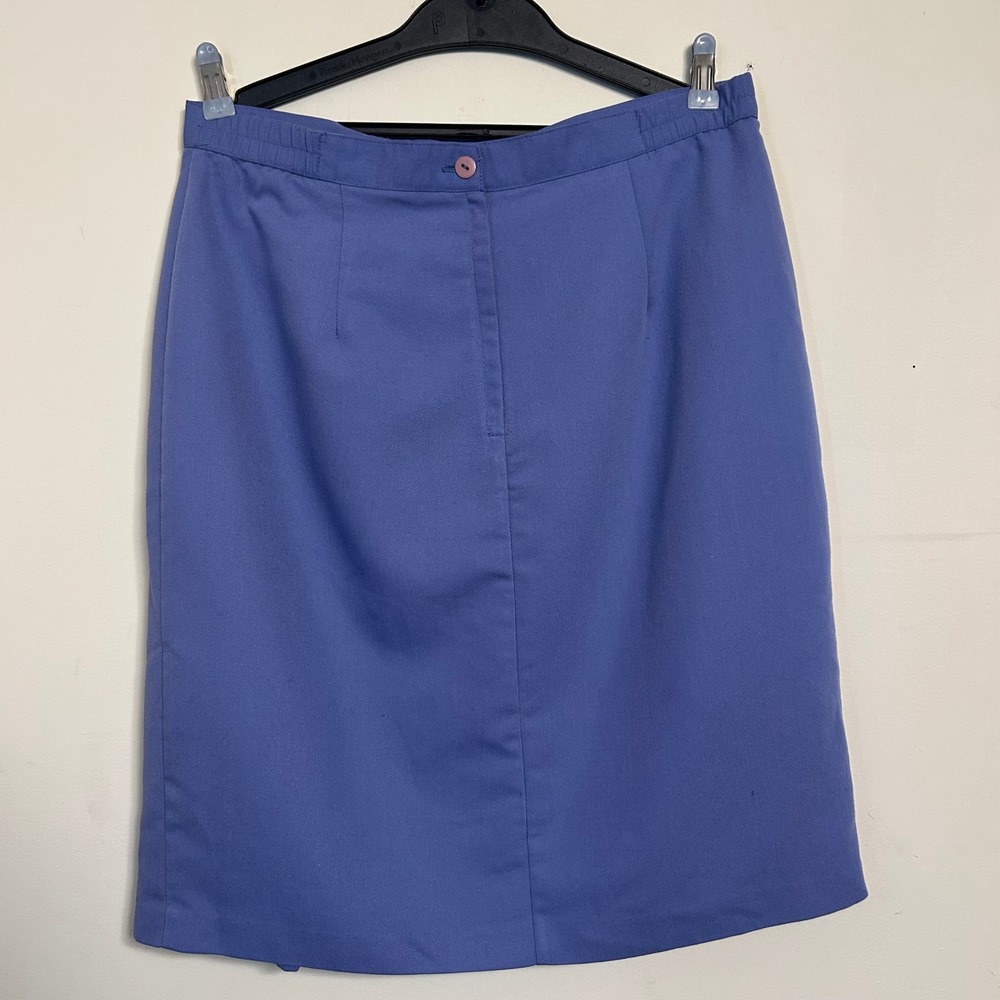 Worthington Petite Midi Skirt Periwinkle Blue Elastic‎ Waist Slit Detail Women - Picture 2 of 9